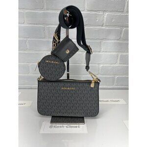 Michael Kors crossbody tech attach adjustable strap coin purse airpod case black